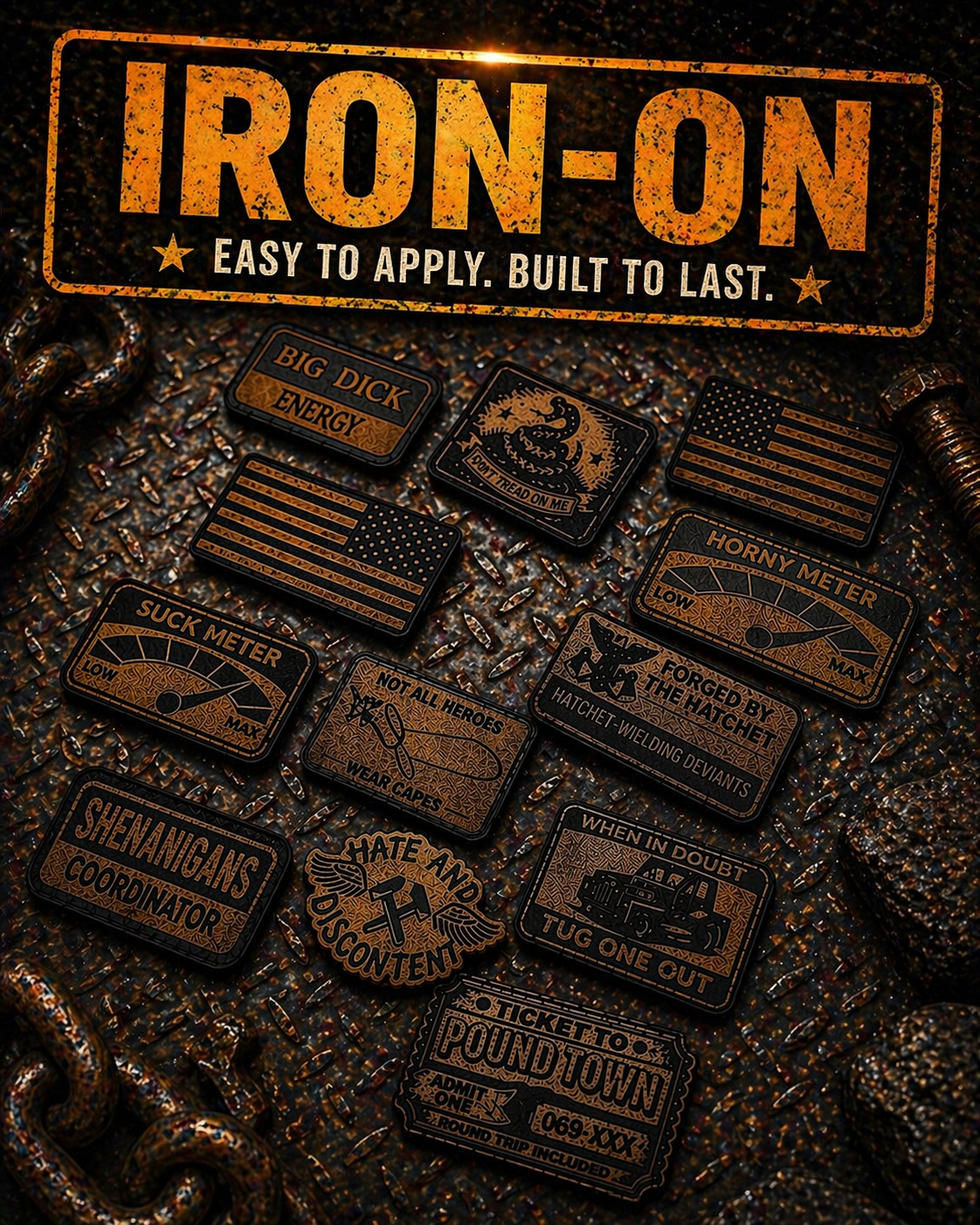 Iron-on 1" x 2" Laser Engraved Leather Morale Patch