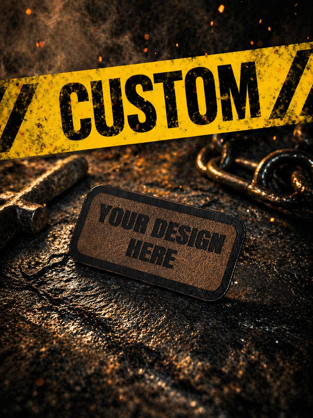 1" x 2" CUSTOM Laser Engraved Leather Morale Patch