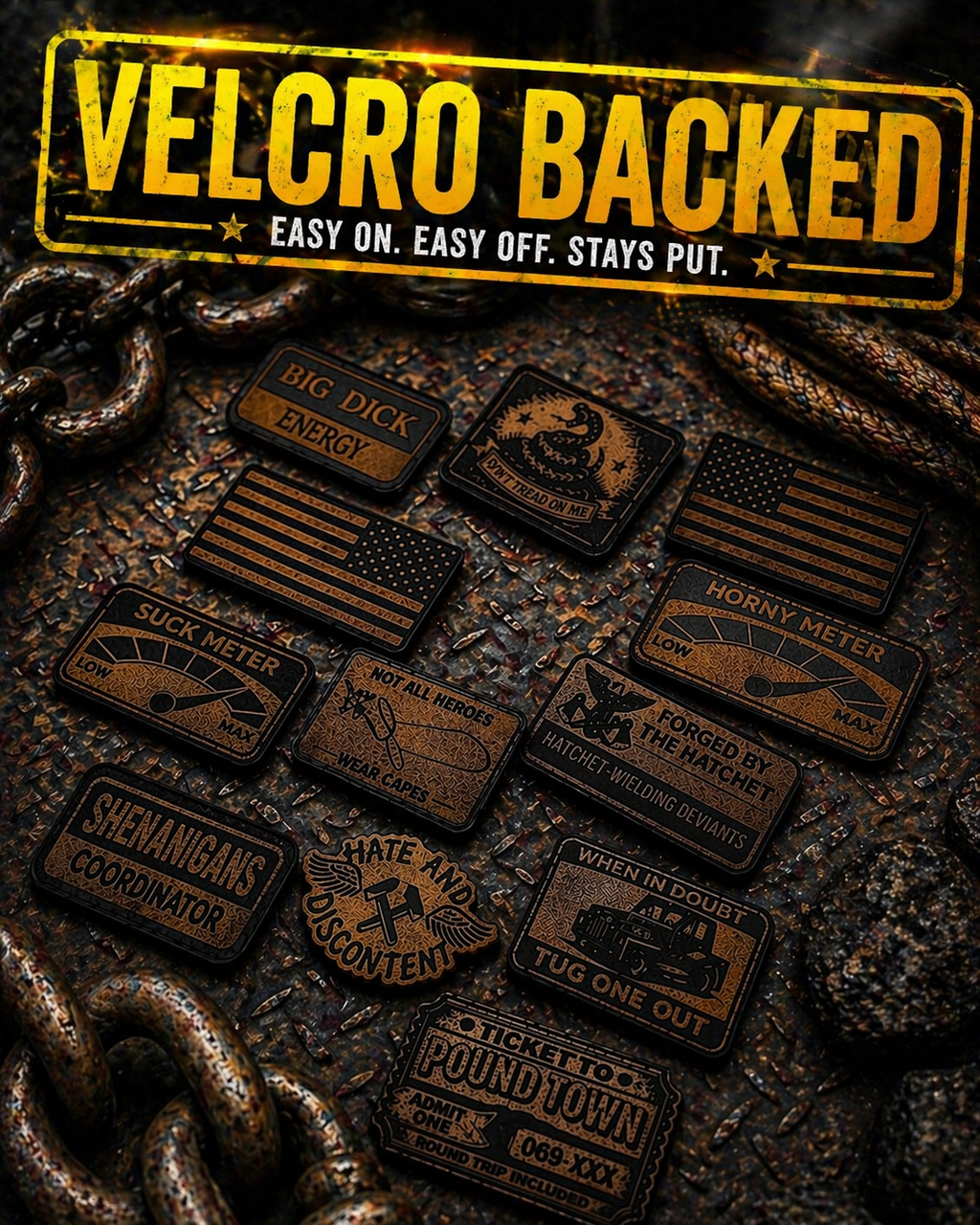 Velcro Backed 1" x 2" Laser Engraved Leather Morale Patch