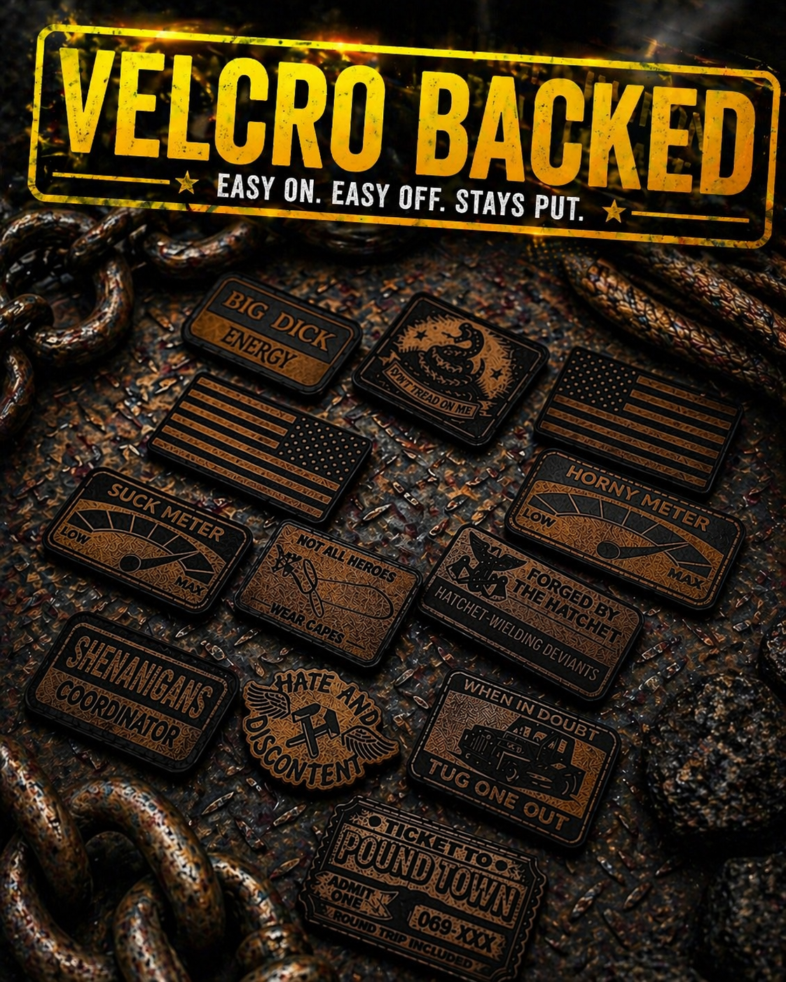 Velcro Backed 1" x 2" Laser Engraved Leather Morale Patch