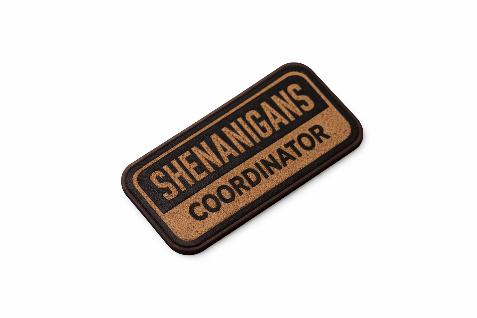 Velcro Backed 1" x 2" Laser Engraved Leather Morale Patch