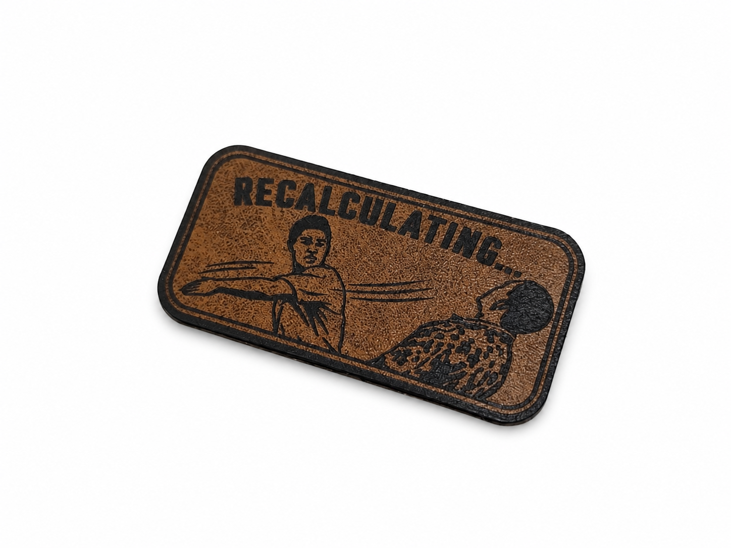 Velcro Backed 1" x 2" Laser Engraved Leather Morale Patch